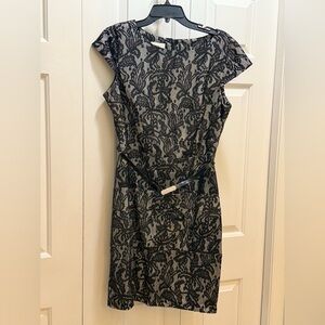 Alyx Black and Silver Sheath Dress with Flutter Cap Sleeves